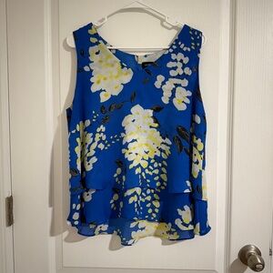 Liz Claiborne Blue Floral Sleeveless Blouse